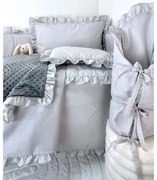 5-dielna súprava pre bábätko Sivá s volánikom/minky sivá – elegantná súprava do postieľky