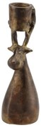 Mosadzný antik kovový svietnik na úzku sviečku sob Debra - 9*8*9 cm