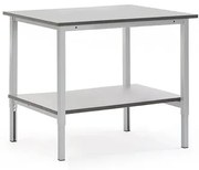 Manuálne výškovo nastaviteľný dielenský stôl MOTION, so spodnou policou, 1200x800 mm