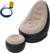 Nafukovacie relaxačné kreslo s podnožkou hnedé