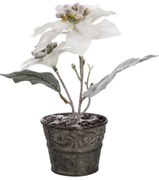 Biela dekoratívne umelá vianočné hviezda v kvetináči - 10 * 10 * 19 cm