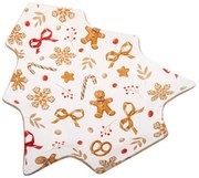 Biely servírovací sklenený tanier s vianočným motívom Gingerbread – Dakls