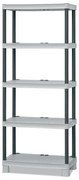 Plastový regál, sivé police, 1750x700x350 mm