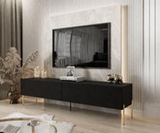 TV STOLÍK ELEGANTE 2 ČIERNY MATNÝ + ZLATÉ NOŽIČKY 175 cm