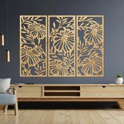 Trojdielny drevený obraz na stenu s kvetinovým motívom | SENTOP PR0532