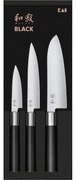 Kai Súprava 3 nožov Wasabi Black – univerzálny malý, univerzálny veľký a santoku