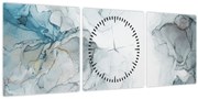 Obraz - Modrý mramor (s hodinami) (90x30 cm)