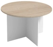 Rokovací stôl s guľatou doskou PRIMO WHITE, priemer 1200 mm, biela/dub prírodný