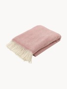 Vlnená deka so vzorom rybej kosti a strapcami Tyrol