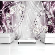 Fototapeta - Abstraktné, diamanty, striebro a fialová (254x184 cm)