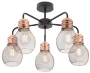 Redo 01-1577 - Luster na tyči EDISON 5xE27/42W/230V priemer 53 cm čierna/medená