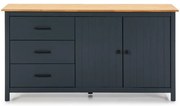 Tmavomodrá nízka komoda z borovicového dreva 150x80 cm Miranda – Marckeric