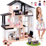 JOKOMISIADA Moderný drevený domček pre bábiky v štýle LOFT + bábiky a nábytok ZA5073