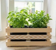 AMADEA Drevený obal na dva kvetináče s motívom kosoštvorcov, 32x17x15cm, drevený kvetináč