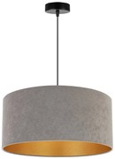 Závesné svietidlo Mediolan, 1x šedé/zlaté textilné tienidlo, (fi 44cm)