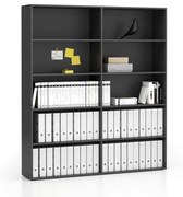 Dvojitý vysoký kancelársky regál SEGMENT, 8 políc, 1660 x 350 x 1880 mm, grafitová