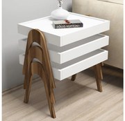 SADA 3x Odkladací stolík ROMA biela/hnedá