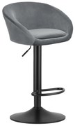 Barová stolička EAST zamatová, sivá (čierna noha)