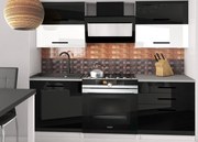 Kuchynská linka Belini 120 cm čierny lesk / biely lesk s pracovnou doskou Eleganta2  INF ELEGANTA2/2/WT/BWB/0/B1