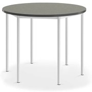 Stôl SONITUS, kruh, Ø1200x900 mm, linoleum - tmavošedá, biela
