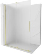 Mexen Velar, sprchová zástena s posuvnými dverami Walk-in 130 x 200 cm, 8mm sklo námraza, zlatá matná, 871-130-000-33-55