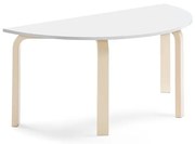 Stôl ELTON, polkruh, 1200x600x530 mm, laminát - biela, breza