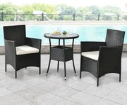 InternetovaZahrada Balkónový set Bayamo - čierny + krémové podušky