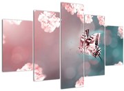 Obraz - Motýľ medzi kvetmi (150x105 cm)