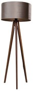 Stojacia lampa na troch nohách z orechového dreva s tienidlom z taupe zamatu 50 cm - Tripod Classic