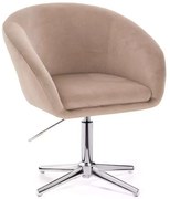 LuxuryForm DESIGN Stolička VENICE VELUR na striebornom kríži - latte