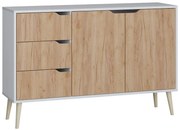 Komoda Agnar 3s2d dub craft zlatý+biely