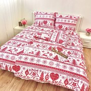 Obliečky bavlnené Vianočné obliečky Christmas červené TiaHome - 1x Vankúš 90x70cm, 1x Paplón 140x200cm