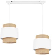 Závesné svietidlo Boho, 2x jutové/biele textilné tienidlo