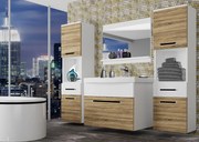 Kúpeľňový nábytok Belini dub sonoma / biely mat + umývadlo + zrkadlo ROD M 6/0/W/DSW/0/ZW