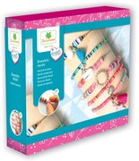 Výroba šperkov - náramky z korálikov Heishi - modrá a ružová