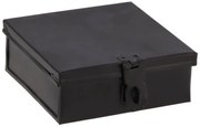 Čierny antik kovový úložný box/ krabička Amber Doos - 12*12*5 cm