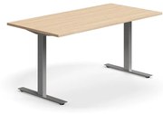 Kancelársky stôl QBUS, rovný, 1600x800 mm, T-rám, strieborný rám, dub