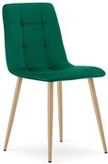 Jedálenská stolička KARA zamatová, tmavozelená / hnedé nohy