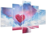 Obraz - Ružový strom srdca (150x105 cm)