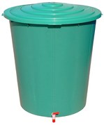 Plastový záhradný sud na dažďovú vodu, 300 L, výpustný kohútik, veko