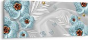 Obraz - 3D modré kvety (120x50 cm)