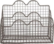 Hnedý antik kovový držiak na listy - 27*12*22 cm