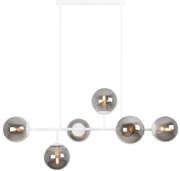 Závesné svietidlo Paris, 6x grafitové sklenené tienidlo, W