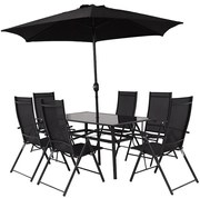 Komplet záhradného nábytku Norah čierna so slnečníkom