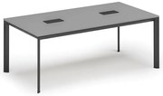 Rokovací stôl PRIMO INVITATION, 200x100 cm, sivá + 2x stolná zásuvka TYP VI, čierna