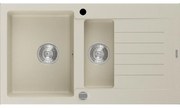 Mexen Matias granitový 1,5-komorový drez s krátkym odkvapkávačom 900 x 505 mm, béžová - 6502901505-69