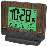 Rádiom riadený budík JVD RB9242.2 čierny | LED podsvietenie, 2 budíky, teplomer