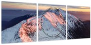 Obraz - Zimná horská panoráma II. (s hodinami) (90x30 cm)