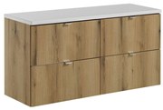 Závěsná skříňka Nova Oak s deskou 120 cm dub coast evoke/bílá