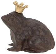 Záhradná liatinová figúrka Prince Frog, 11,5x13 cm, hnedá